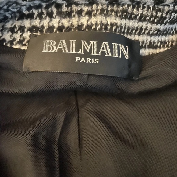 BALMAIN WOOL HOUNDSOOTH PLAID GREY BLACK BLAZER 42 (10 US) - Picture 7 of 7